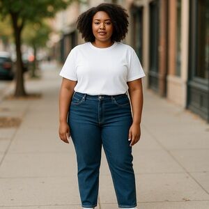 M Jeans Classic Med Wash Blue Denim 16 Women Curvy Straight Leg High Rise Casual